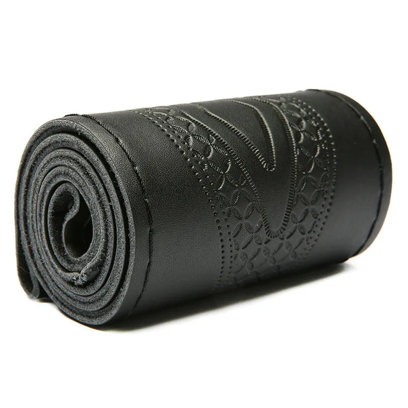 

15 дюймов/38 см DIY натуральная кожа плетеный чехол на руль автомобиля противоскользящая пленка для вышивки рулевого колеса с игольной нитью