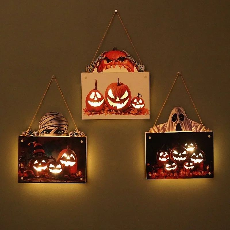 

Дверная бирка на Хэллоуин, подвесная светодиодная атмосфера, ночник, лампы в виде тыквы, праздничное настенное украшение вечерние Ринок, ук...