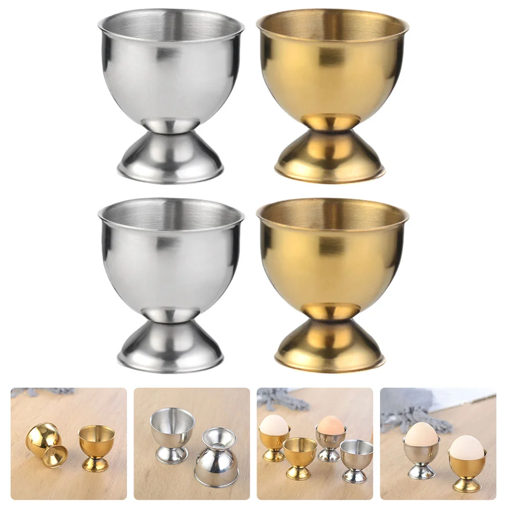 

4Pcs Kitchen Egg Holders Household Egg Stands Stainless Steel Drinking Cups