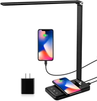 led desk lamp with wireless charger usb charging port modern eye caring lamps for home office 5 lighting modes and
