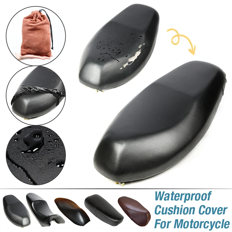 

Portable Motorcycle Seat Cover w Drawstring Waterproof Dustproof Rainproof Snow Sunscreen Protective Case for Motorbike Scooter