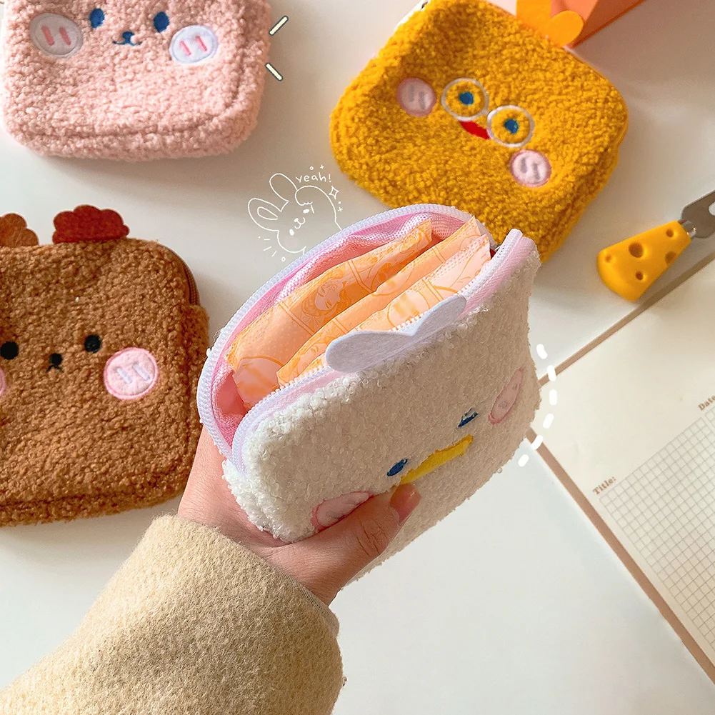 Mini Cartoon Sanitary Pad Storage Bag Small Ladies Cosmetic Bag Portable Girls Lipstick Coin Sanitary Bags For Girls Women