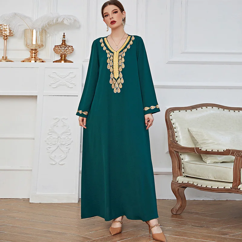 

Eid al-Fitr Arab Egypt Women's Prayer Clothes Printed Polka Dot Ethnic African French Skirt Retro Loose Embroidered Turkish Robe
