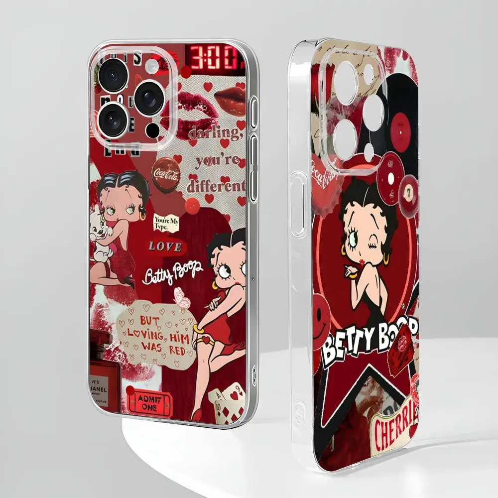 Чехол для телефона B-Betty-Cute-Boop новый iPhone 16 15 14 12 13 11 Pro Max Mini X XR XS Plus черный