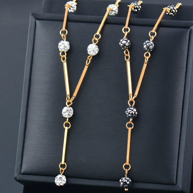 

SINLEERY Black White CZ Stone 316L Stainless Steel Necklace For Women Gold Color Fashion Jewelry 2022 New Arrival XL942 SSK