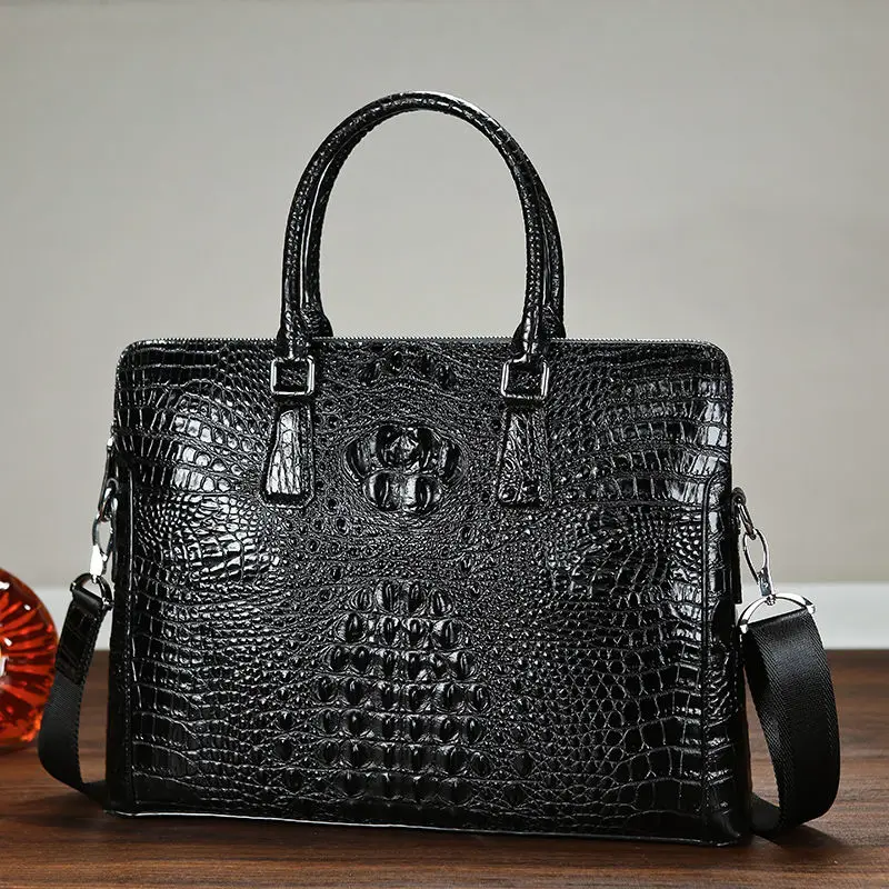 

New Luxury Alligator Crocodile Skin Genuine Leather Business Men's Briefcase Shoulder Bag Men Messenger Laptop Computer Bags