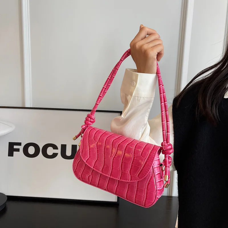 Сумка на одно плечо из лакированной кожи женская новая модная сумка с каменным