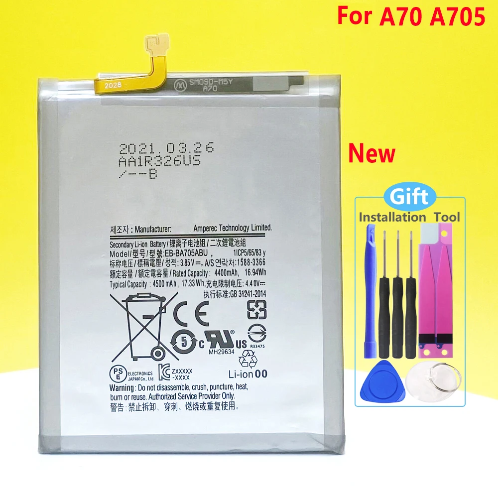 

New EB-BA705ABU Battery For Samsung Galaxy A70 A705 SM-A705 A705/DS A705F A705FN A705GM Phone Replacement