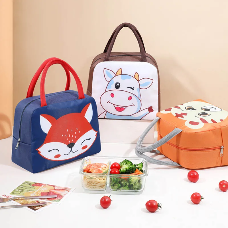 Portable Lunch Bag Insulation Aluminium Film High-capacity Waterproof Oxford Fabric Cute Cartoon Pattern Thermal insulation bag