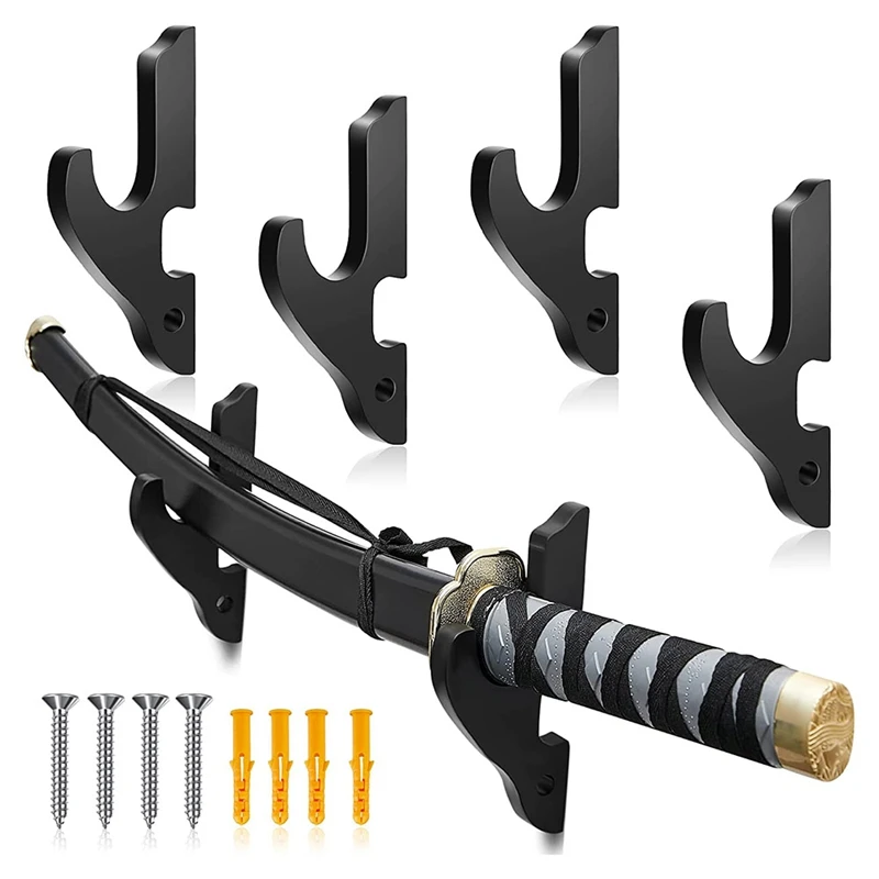 

NEW-4 Sets Sword Wall Mount Adjustable Sword Holder Wood Martial Arts Stand Samurai Wall Mount Display Supplies