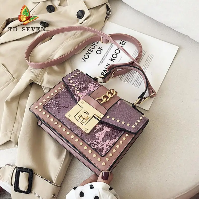 

Женская сумка, повседневные портативные сумки-мессенджеры на одно плечо, квадратная коробка, кожаная сумка, роскошная сумка со змеиным крок...