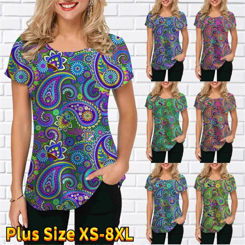 

Женская летняя футболка с коротким рукавом и круглым вырезом