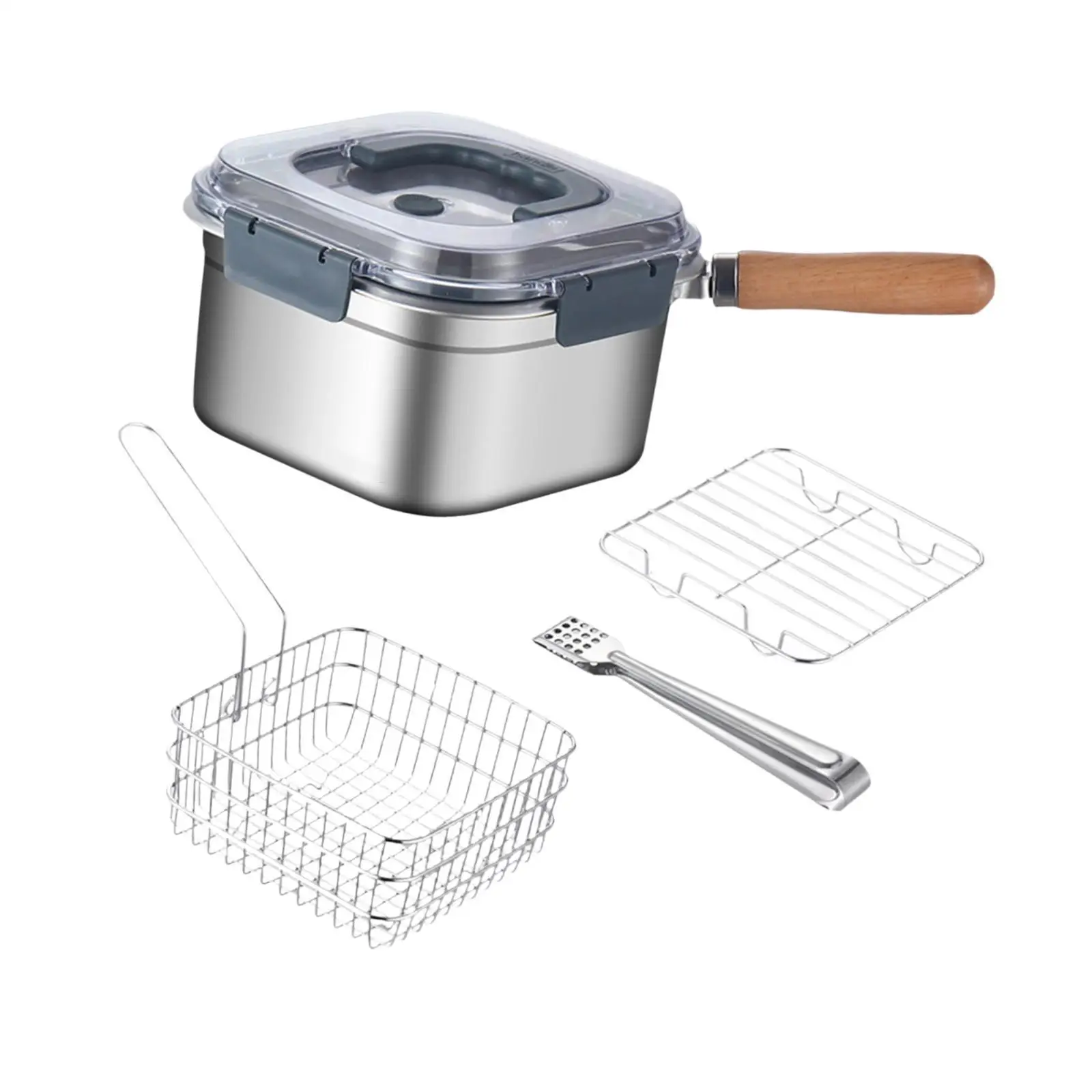 Portable Stainless Steel Fryer Rust Proof Detachable Handle Preservation Box for