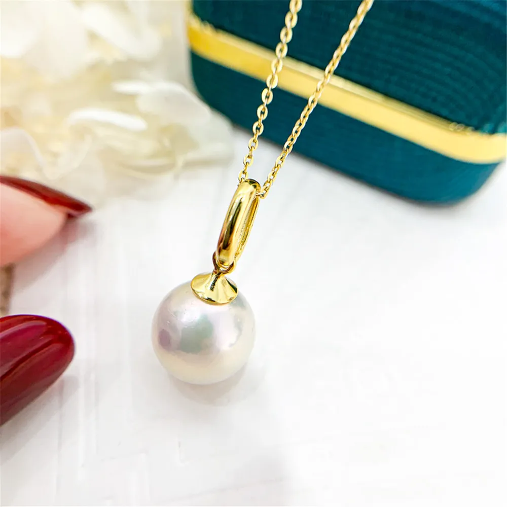 

DIY Pearl accessories 925 silver pendant empty support gold silver button collar pendant with 9-15mm round different