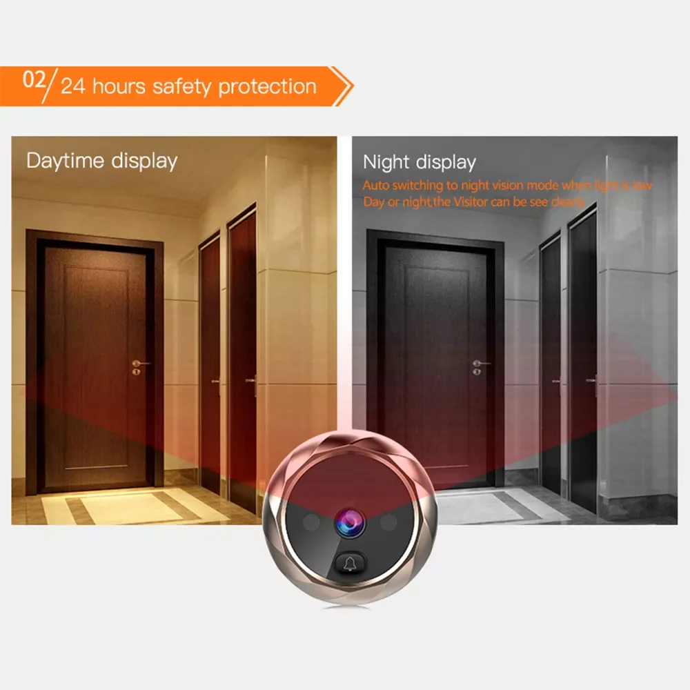 2.8 inch LCD Color Screen Digital Doorbell 90 Degree Door Eye Doorbell Electronic Peephole Door Camera Viewer Outdoor Door Bell enlarge