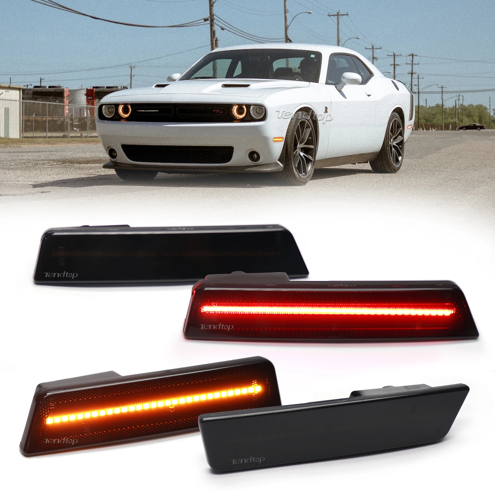 

Фонарик янтарно-красного цвета для Dodge Charger Challenger 2008-14, передние и задние дымчатые линзы, фотонаборы