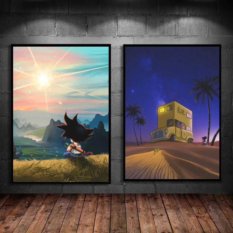 

New Canvas Artwork Painting Dragon Ball Goku Modern Home Modular Prints Children Gifts Cartoon Character Picture Poster Toys