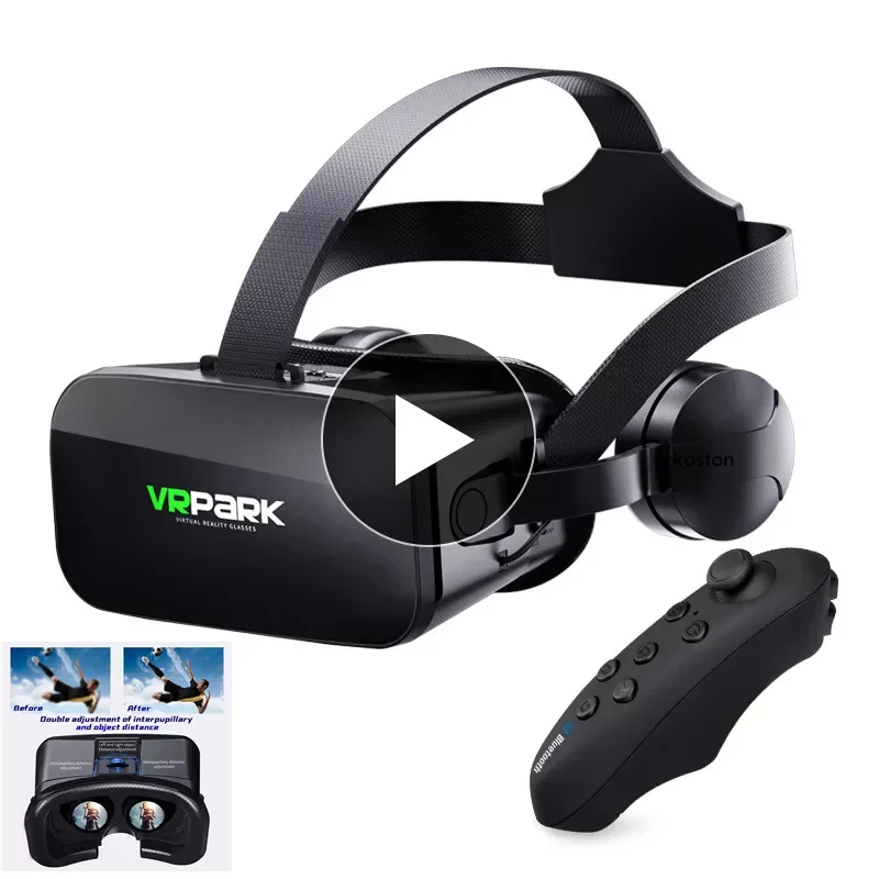 

2023NEW VR Virtual Reality 3D Glasses Box Helmet Stereo Headset Devices Wireless Rocker VR Glasses For Smartphones iOS Android P