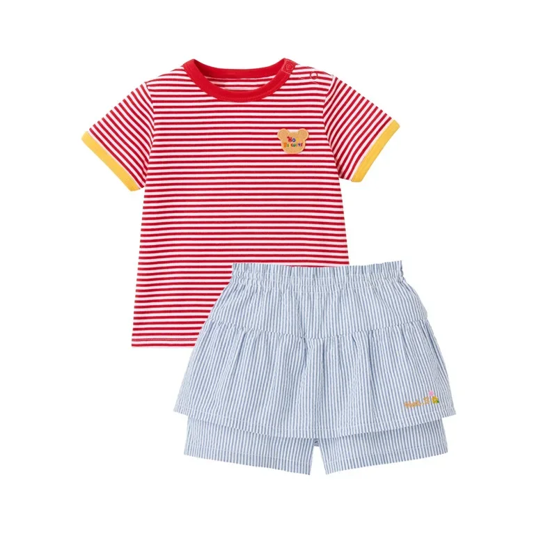 Детская одежда miki Новинка лета 2023 простые полосатые шорты для девочек с буквами HB