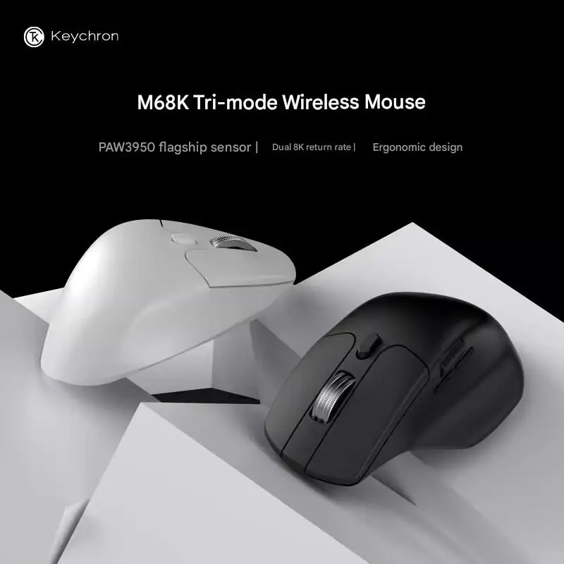 Фото Беспроводная Bluetooth-мышь Keychron M6/M6s A1 A3 A23 A24 с сенсором PAW3395/PAW3950 1K/8K, эргономичная, настраиваемая, для киберспорта и гейминга №2