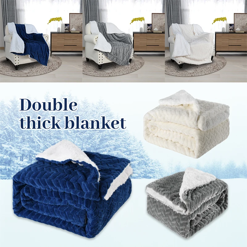 

Thick Fleece Blanket Winter Double Lamb Cashmere Blanket Coral Fleece Blanket Quilt Soft Warm Bedspread Sofa Blanket