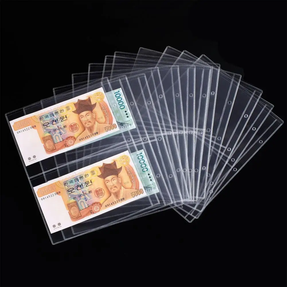 

10Pcs CurrencyPages Transparent 2-Pocket PVC Rectangular PaperMoney Protectors Sleeves