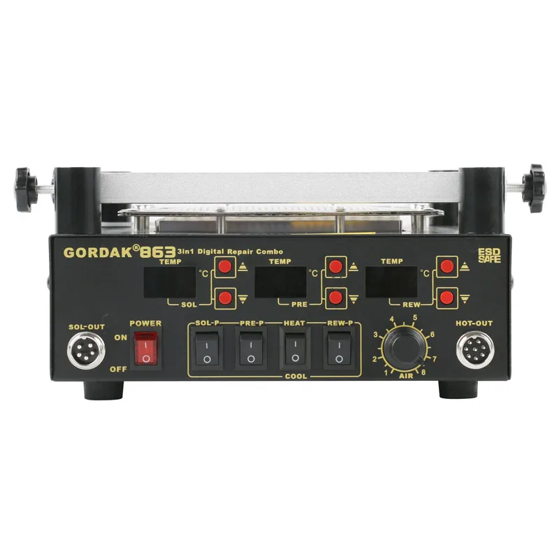 GORDAK 863 сварочная станция 2 в 1 паяльник BGA пистолет горячего воздуха для ремонта