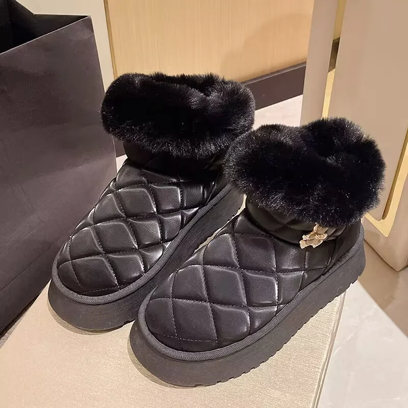 

Fur one hand custom plus fleece warm boots all casual large size women classic 35-40