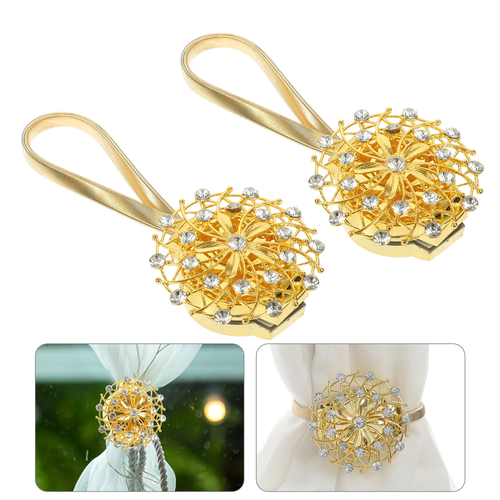 

Curtain Tiebacks Magnetic Tie Holder Tiebackwindow Drapery Curtains Holdback Backs Ties Buckle Crystal Holdbacks Decorative Rope