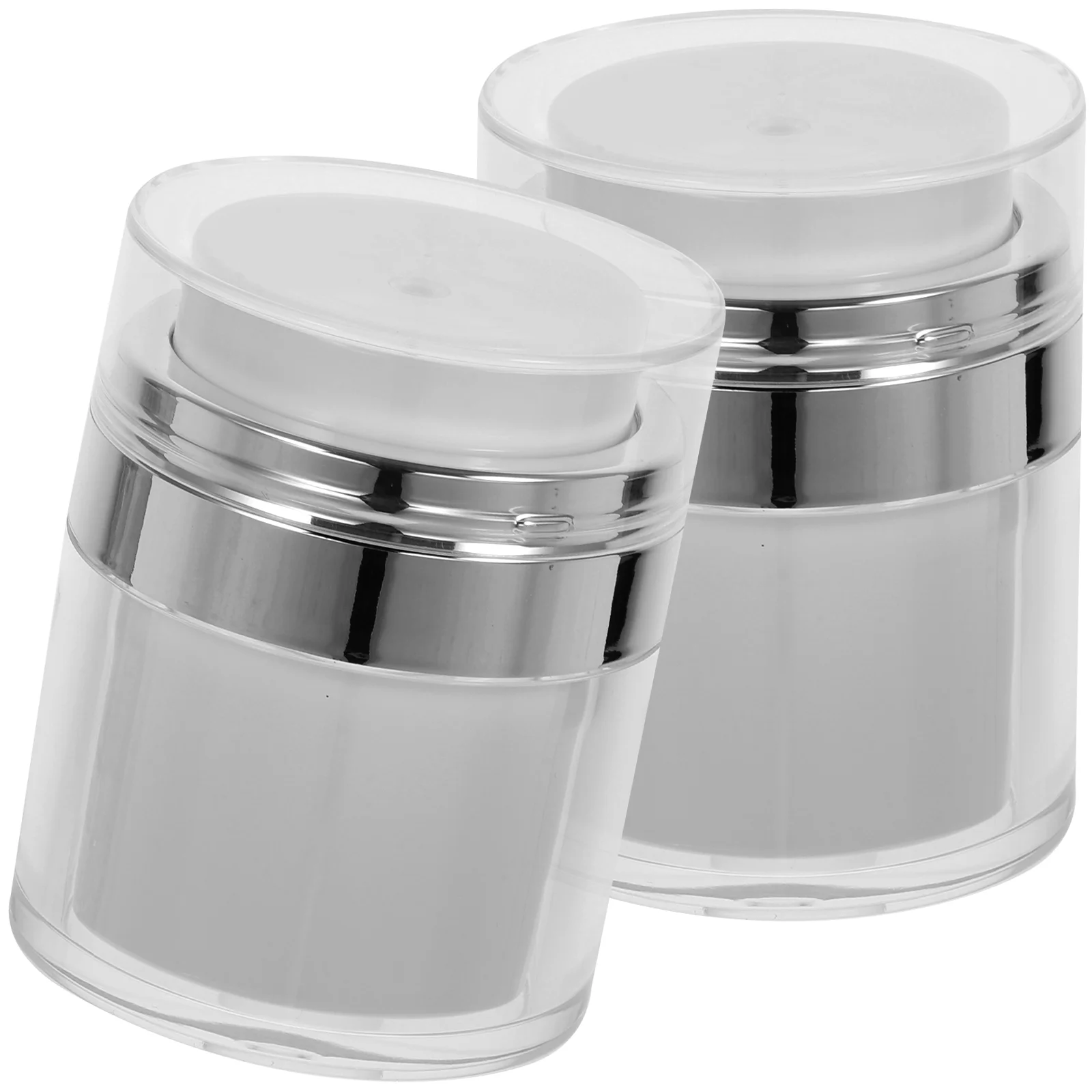 

2 Pcs Plastic Container Press Cream Jar Lotion Storage Cover White Sub Package Travel Dispenser