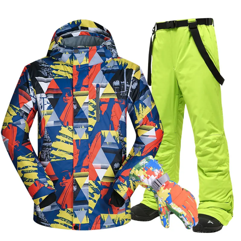 Ski Suit Men Brands Winter Windproof Waterproof Thermal Snow Jacket And Pants Ski Touch Screen Gloves Snowboard Ski Jacket Men