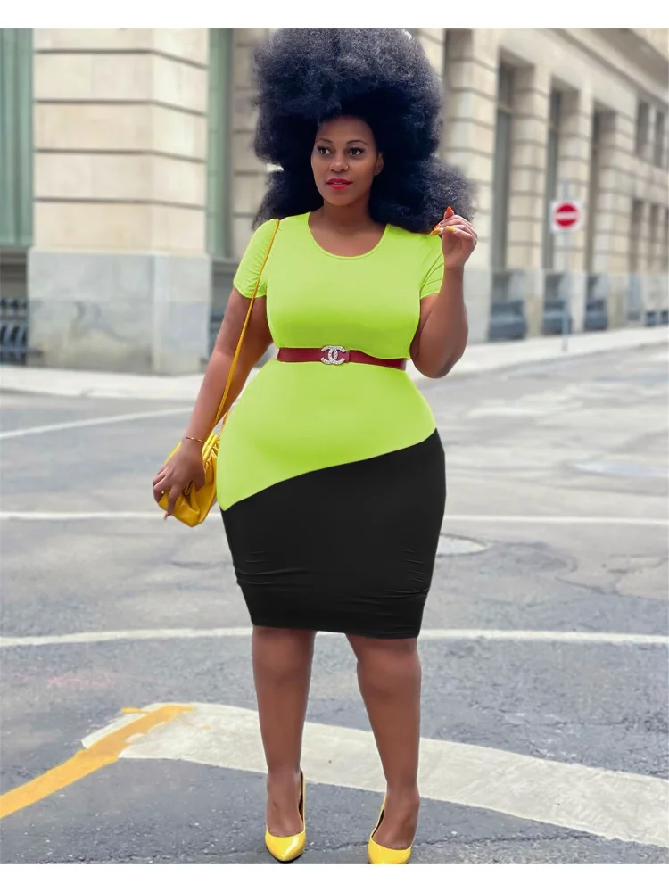 Plus Size Women's Wear New Color Block Casual Fashion Dress In Autumn and Winter 2022 Party Dress Dresses Women Evening Dress