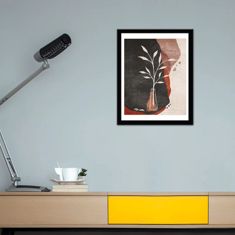 

Modern Simple Painting Frame Ecor-friendly Wood Frame with High Qualtiy Silk Wall Art and White Mat Polished Plexiglass Gift