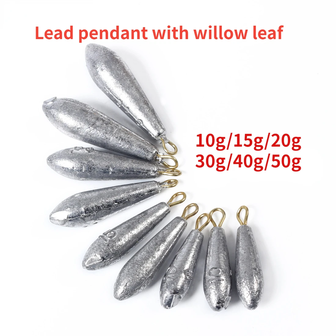 

10pcs Lead Drop 10g 15g 20g 30g 40g 50g Willow Leaf Type Sea Fishing Long Cast Fishing Lead Drop Type Fishing Equipment