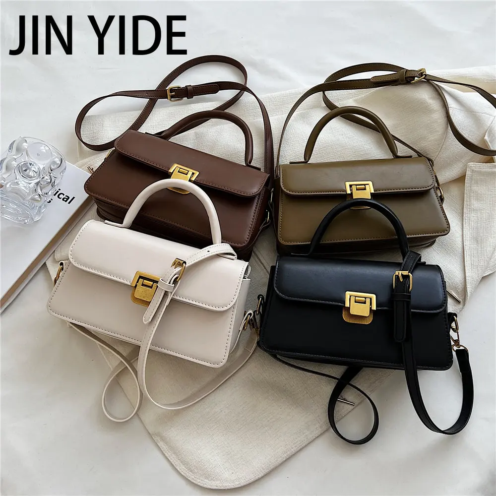 JIN YIDE Vintage Top Handle Small Shoulder Crossbody Bags For Women 2023 Winter Fashion Designer Flip Lock Flap Ladies Handbags