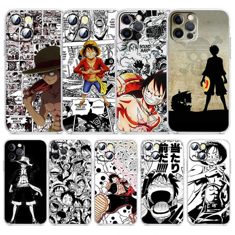 

Comics Luffy One Piece For Apple iPhone 13 12 11 mini 8 7 6 5 XS XR X SE 2020 Pro Max Plus Transparent Phone Case Funda Capa