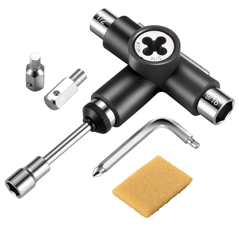 

Skate Tool All-In-One Multi-Function Ratchet Skateboard Tool with Skateboard Griptape Eraser Kit