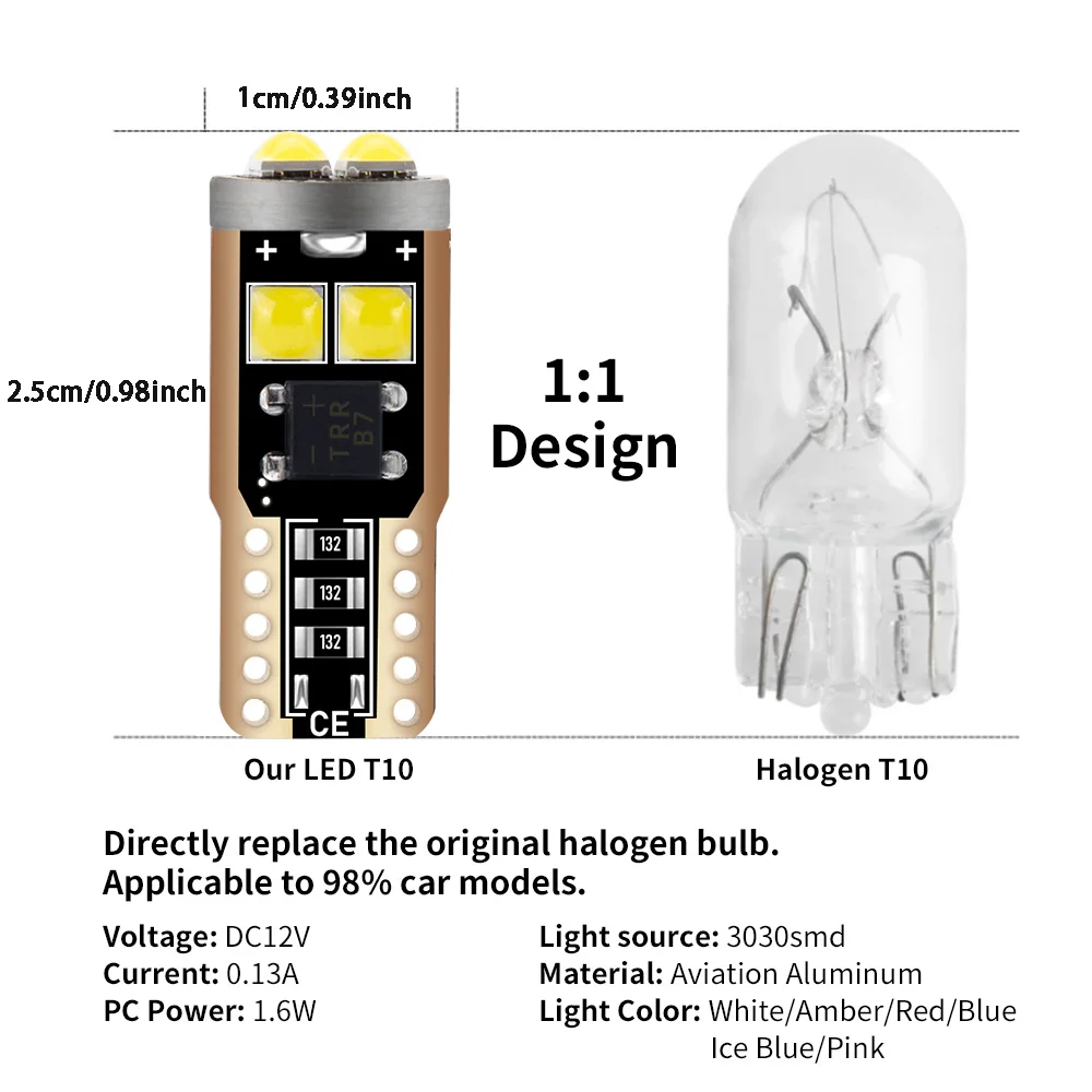 5/10 шт. Автомобильные светодиодные лампы W5W T10 501 194 SMD