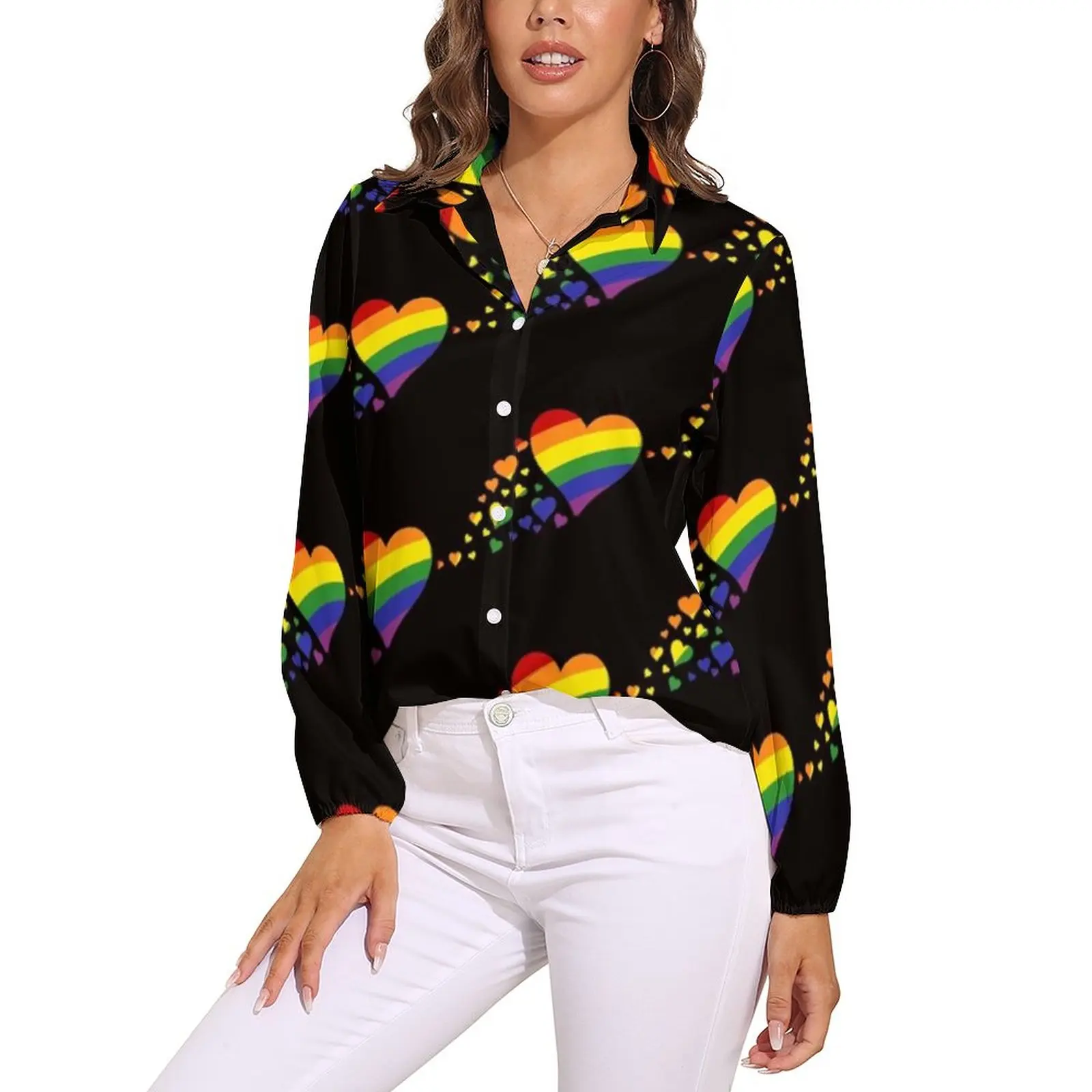 

Gay Pride 21 11014 Blouse V Neck Beautiful Harajuku Girl Shirt Autumn Top Shirts