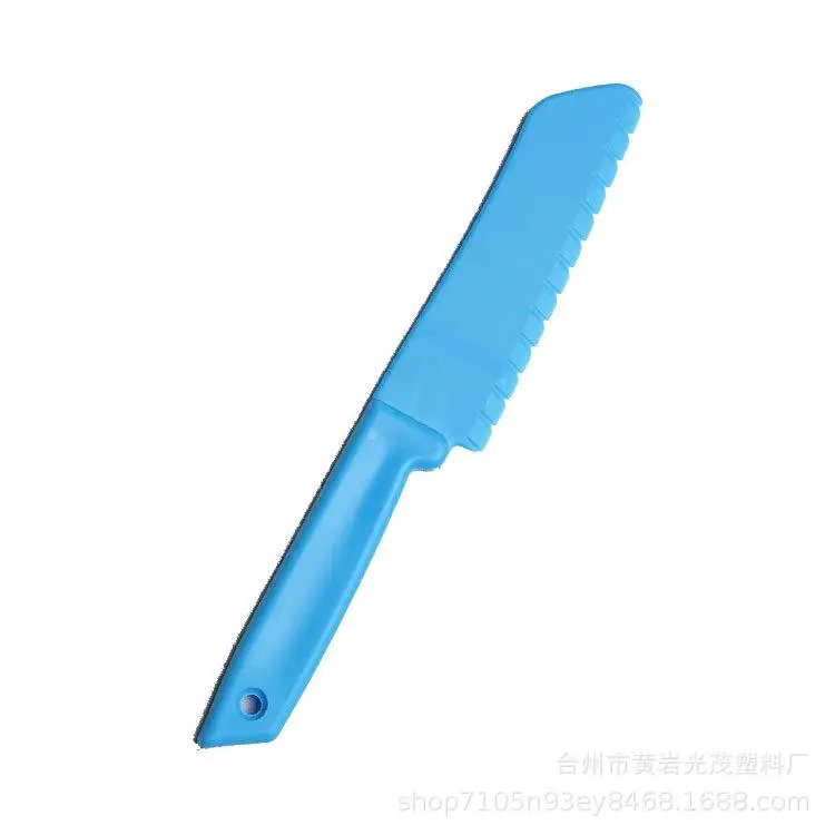 Kids Plastic Kitchen Knife Children Safe Cooking Knives Fruit Knife Cutter Serrated Edges For Bread Cake Salad Lettuce Knife images - 6