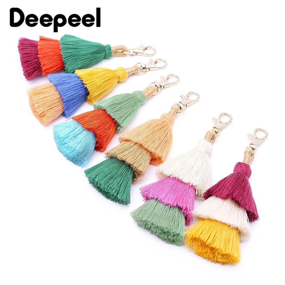 

1/2Pcs Deepeel 15cm Ethnic Style Fashion Bag Pendants DIY Handmade Creative Cotton Thread Tassel Keychain Earring Accessories