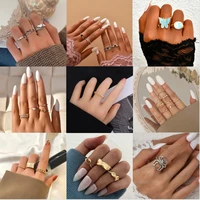 vintage trendy boho knuckle ring set for women love heart butterfly geometry finger rings jewelry