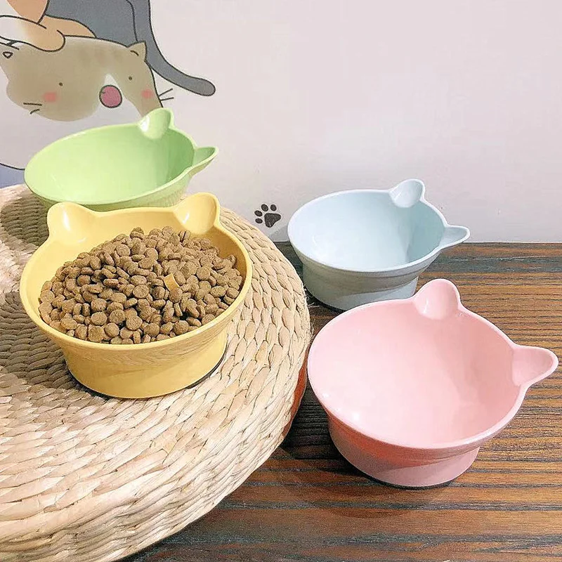 

Pet Supplies Tall Bowl Oblique Cat Head Bowl Dog Bowl Not Easy To Overturn Easy To Clean Solid Color Pet Bowl Pet Accessories