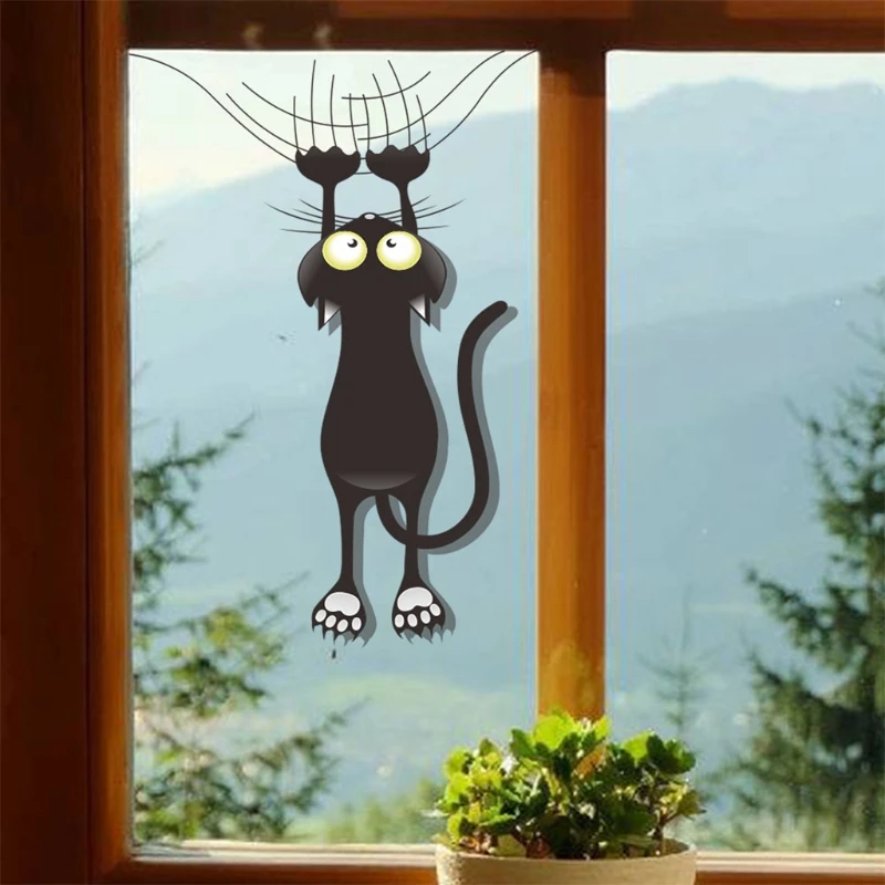 

Зеркальный стикер на стену OOTDTY, кот, ПВХ