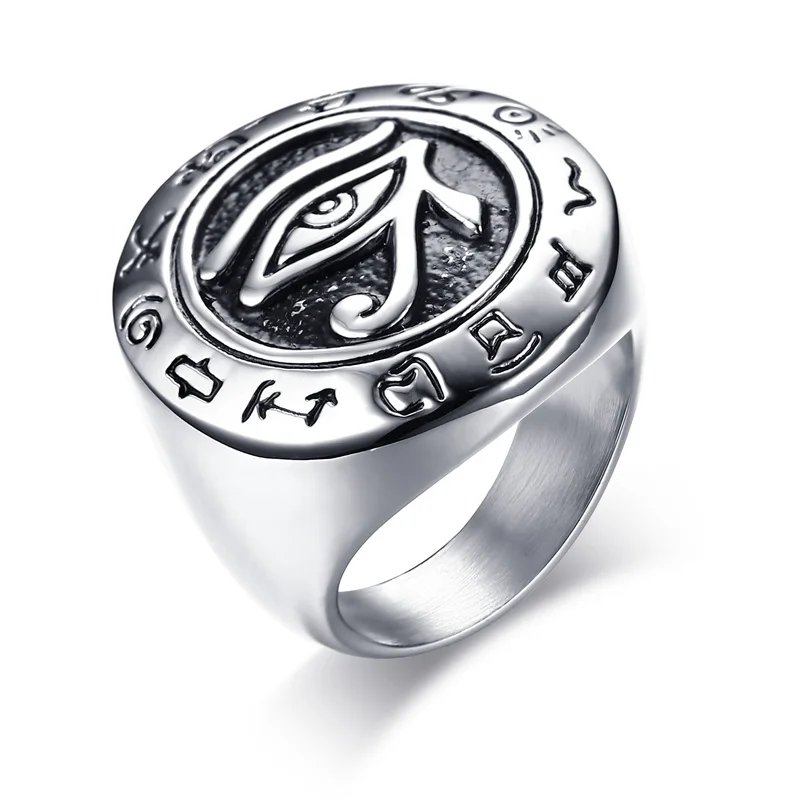 

Punk Male Men Rings Classic The Eye of Horus Design Fashion 316L Stainless Steel Jewelry size 8 9 10 11 12 RC379S