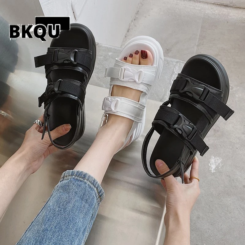 

2022 Platform Shoes Women Sandals Wedge Heels Shoes Height Increaming Women Buckle Thick Soled Beach Sandals Woman Sandal