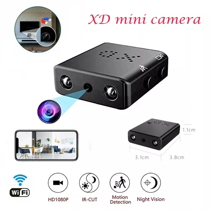 

Микро камера 1080P беспроводная Wi-Fi камера HD Водонепроницаемая широкоугольная видеокамера спортивная видеокамера DVR 64G микро камера Маленькая XD камера