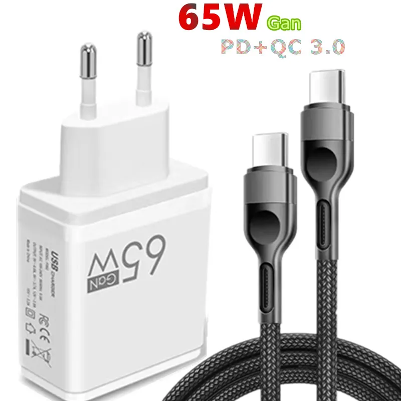 

USB Type C Cable PD 65W GaN Charger 5A Fast Charging Adapter Quick Charge 3.0 QC For iPhone 14 13 12 11 XR Huawei Xiaomi Samsung