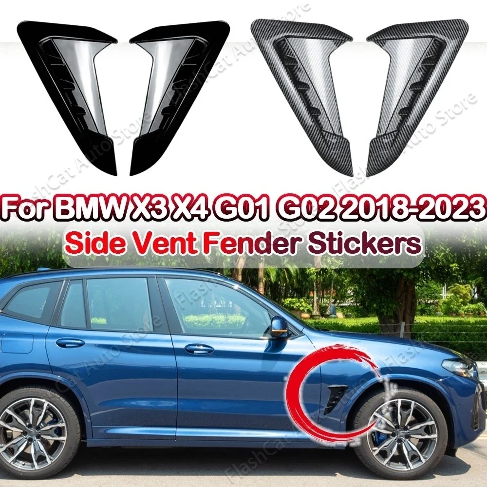 2Pcs Car Side Fender Sticker Air Vent Cover For BMW X3 X4 G01 G02 M Sport 2018 2019 2020 2021 2022 2023 Auto Mudguards