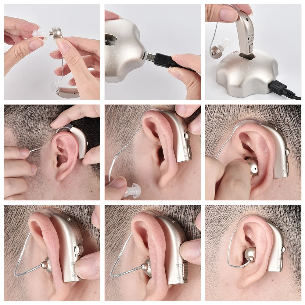Long Standby Hearing Aid Behind The Ear Sound Amplifier Portable Left and Right Universal Rechargeable Deaf Gift
